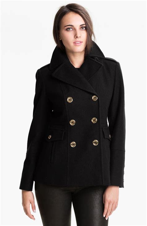 double breasted pea coat michael kors|michael kors wool blend peacoat.